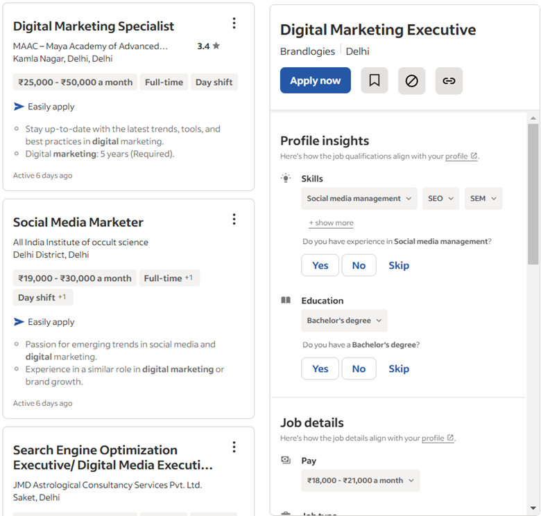 Current Jobs Openings in Digital Marketing